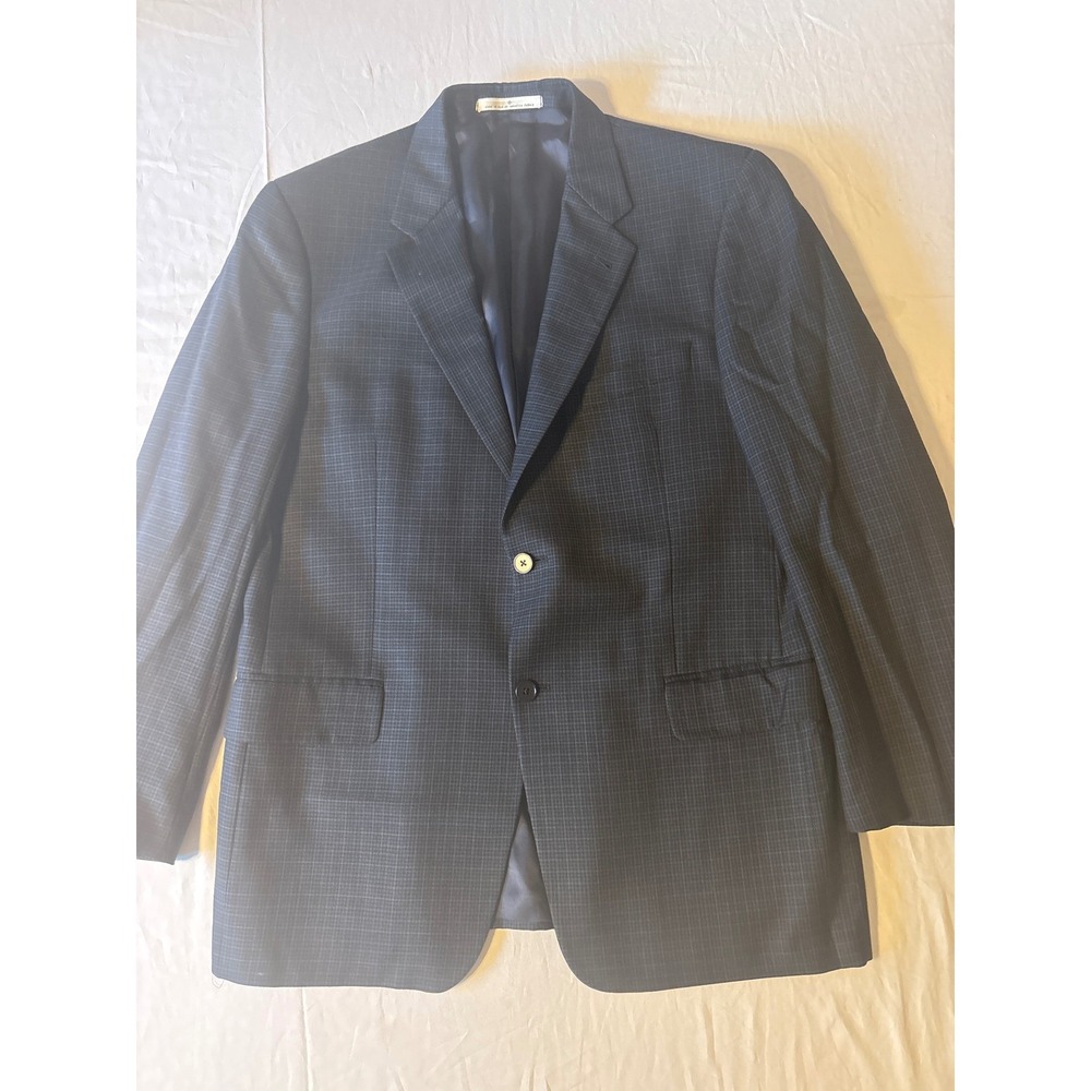 Joseph Abboud Blazer Mens Blue Micro-Check Sport Coat 42R Condition‎